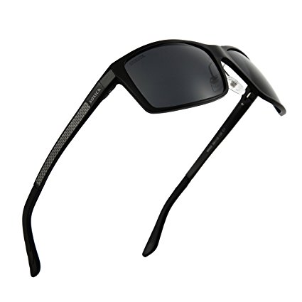 Men's Sunglasses Polarized Glasses Black Dark Lenses Metal Frame