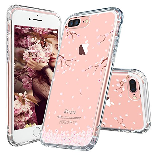 iPhone 7 Plus Case, Cover iPhone 7 Plus, MOSNOVO Cherry Blossom Floral Printed Flower Clear Design Plastic Back Hard Case with Soft TPU Bumper Protective Case Cover for Apple iPhone 7 Plus (5.5 Inch)