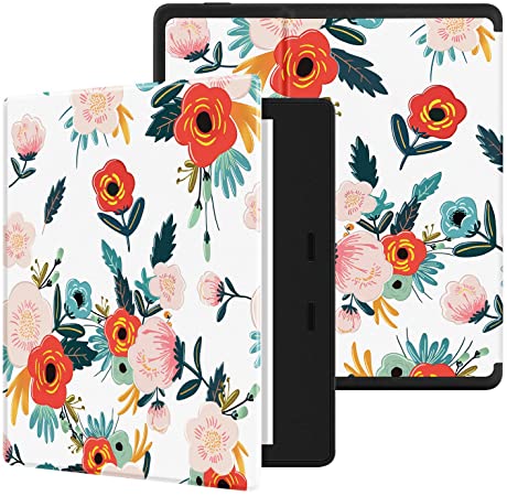 Ayotu Colorful Case for All-New Kindle Oasis (10th Gen, 2019 Release & 9th Gen, 2017 Release) PU Leather Smart Waterproof Cover,Auto Wake/Sleep,ONLY Fits All-New 7” Kindle Oasis,KO Flowers