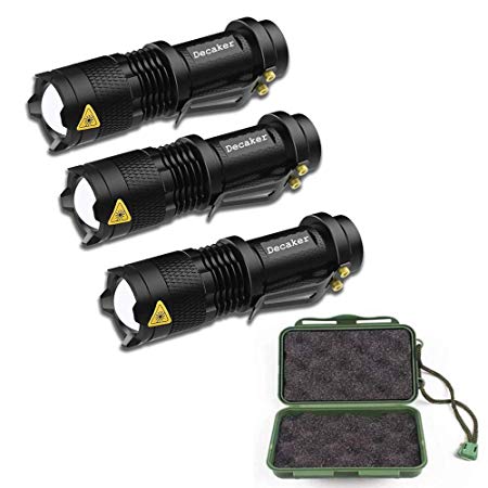 3 Pcs Tactical Military Flashlight 500 Lumen Single Mode Zoomable Torch Set with Carrying Case