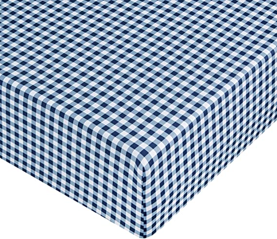 AmazonBasics Microfibre Fitted Sheet, Super King, Gingham