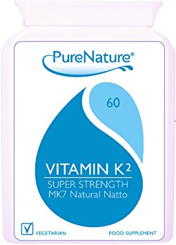 Vitamin K2 MK-7 Derived from Natural Natto 100mcg Highest Strength and Quality UK manufactured to Premium standards 60 Slow Release Vegetarian Capsules non-GMO, organic, allergen-free, and a stable fermentation process|100% Quality Assured Money Back Guarantee| FREE UK DELIVERY