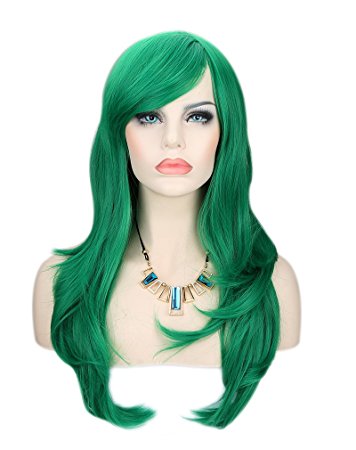 Kalyss® Women's Green Color Long Straight Cospaly Party Full Hair Wigs