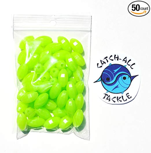 Luminous Glow Fishing Beads 3/8"x5/8" 50 Pieces Green