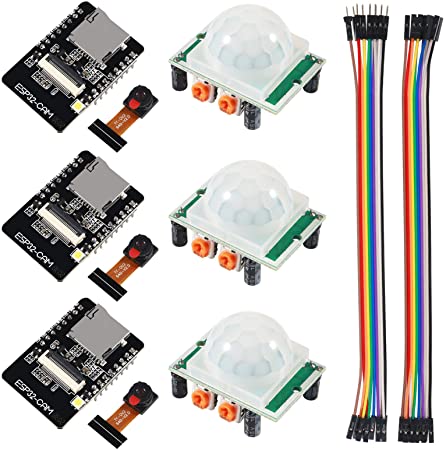 DORHEA ESP32-CAM Camera Module WiFi Bluetooth Development Board ESP32 Wireless OV2640 Camera Module   HC-SR501 Pir Motion IR Sensor Body Module Infrared Detector Sensor Module   Jumper Wire - 3Set