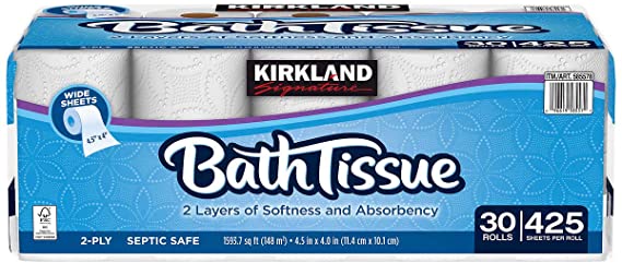 Kirkland Signature HaDH Bath Tissue 2-Ply - 425 Sheet, 30 Count