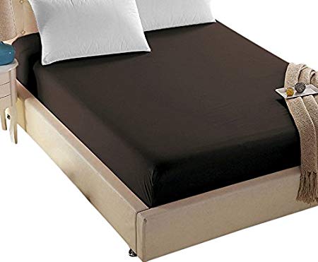 4U LIFE- Fitted Sheet-Prime 1800 Series, Double Brushed Microfiber,Ultra-Soft Feel and Wrinkle,Fade Free, Deep Pocket for Oversized Mattress,Twin, Dark Brown