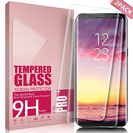 Galaxy S8 Plus Screen Protector, Aonsen [2Pack] Tempered Glass [Full Coverage] Screen Protector Ultra HD Clear Anti-Scratch Curved Edge for Samsung Galaxy S8 Plus - Transparent