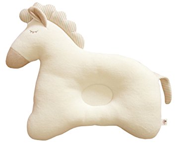 Organic Cotton Baby Protective Pillow (Cloud Lamb) Sleeping Pillow.From Newborn Prevent from flat head.Machine washable (Baby Horse)