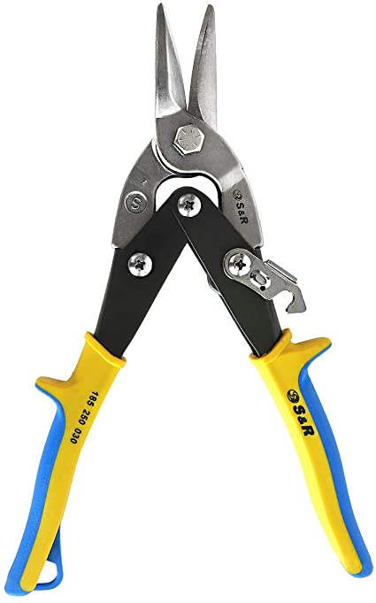 S&R Tin Snips 250 mm / 9.8" Aviation, Straight Cut, Made of Cr-Mo Steel, For Cutting Metal Sheets, Metal Shears/Cutters