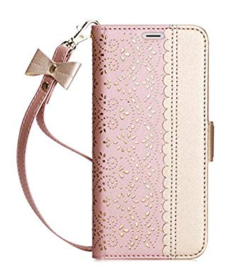 iPhone 8 Case, iPhone 7 Case, WWW [ Mirror Series] RFID-Resisting PU Leather Case Kickstand Flip Case with Card Slots and Mirror for iPhone 7/8 Rose Gold