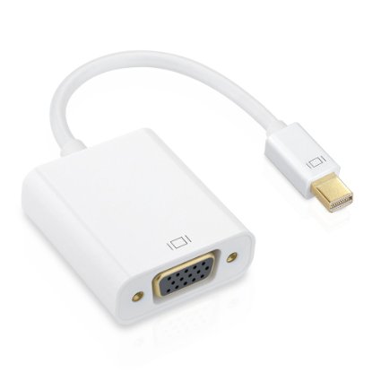 Teswell Mini Displayport (Thunderbolt) to VGA Adapter Converter for Apple MacBook Air/Pro/iMac Surface Book Surface Pro 3/4 ThinkPad X1 - White