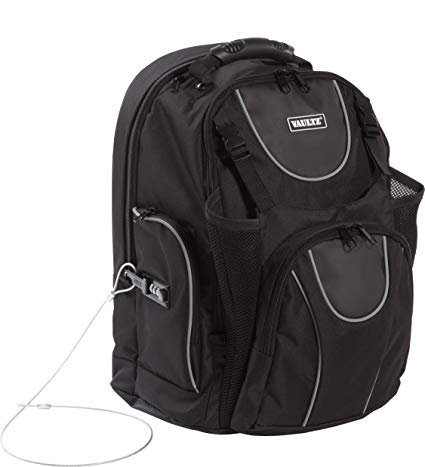 Vaultz Locking Backpack with Tether, Black (VZ00747)