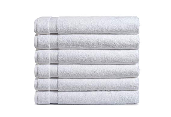 Haven Cotton 100% Premium Cotton Bath Towel Set - Pack of 6, 27 x 54 Inches, 600 GSM, White