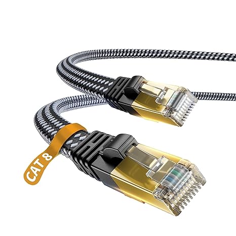 DanYee Cat 8 Ethernet Cable, Nylon Braided 6.5FT 2PACKS CAT8 High Speed Professional Gold Plated Plug STP Wires CAT 8 RJ45 Ethernet Cable 3ft 10ft 16ft 26ft 33ft 50ft 66ft 100ft