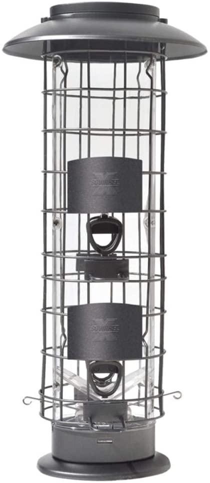 More Birds 106IN, 1.5 Pounds Seed Capacity, Black, X-4 X Squirrel Proof Feeder, Four Feeding Stations, 1.5 Poun, 1.5 lb, Gray