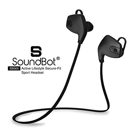 SoundBot SB565-BLK/BLK Stereo Bluetooth 4.0 Wireless Headset (Black)