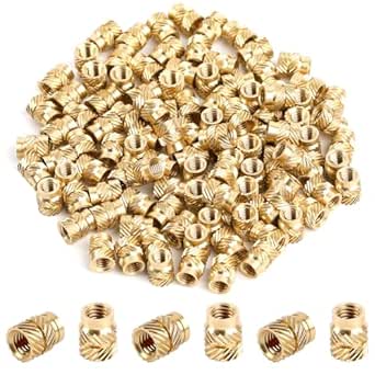 120PCS 3D Printing Brass Nuts M3x4x5mm Threaded Insert Knurled Brass Nuts M3 Heat Set Inserts Knurled Heat Embedment Brass Nut for 3D Printing Parts Automotive Plastic Shell