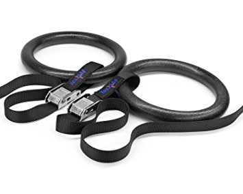 Yes4All Olympic Exercise Fitness Crossfit Gymnastic Rings with Flexible Buckles - Top Rated Quality, Designed to Withstand up to 2000 lbs - Special Promotion