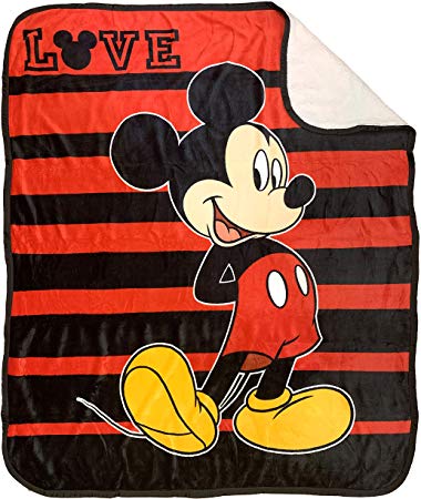 Jay Franco Disney Mickey Mouse Love Baby Sherpa Throw Blanket - Measures 50 x 60 inches, Kids Bedding - Fade Resistant Super Soft - (Official Disney Product)