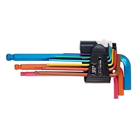 Multicolor Hex L Key Set - IdentikitGift Ball End Long Arm Metric Hexagon Allen Key Driver Wrench Set 9pc 1.5 / 2 / 2.5 / 3 / 4 / 5 / 6 / 8 / 10mm with Different Color Coating and Storage Case