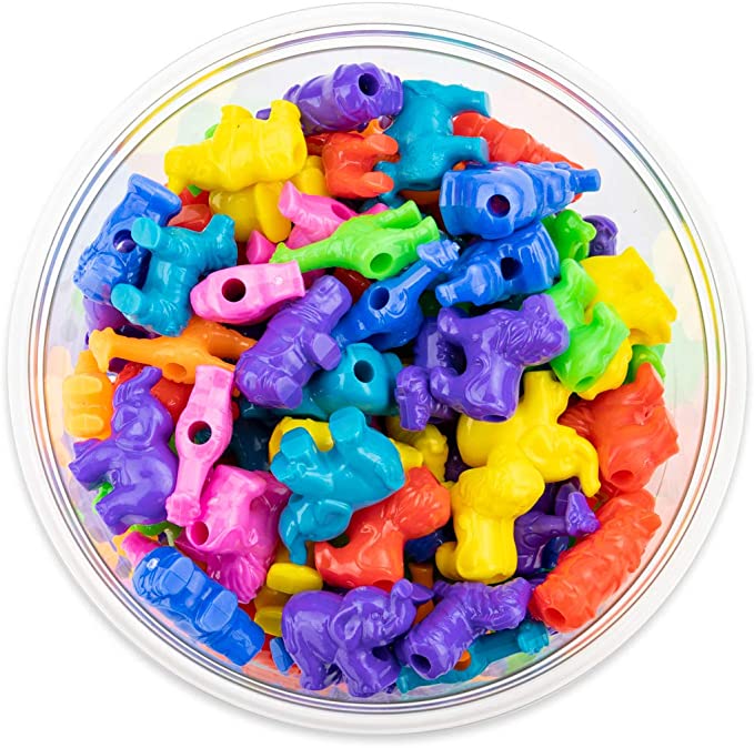 Hygloss Products, Inc Plastic 25mm Craft Beads for Kids Safari Life Animal Design-Arts & Crafts Activity-Multi-Color Bracelets, Necklaces & Keychains-50 Pieces