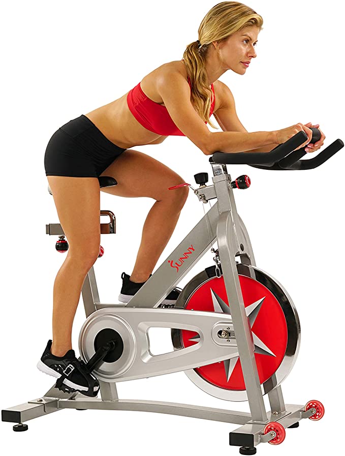 Sunny Health & Fitness Indoor Studio Cycle Pro Exercise Bike with 18 KG (40 Pound) Flywheel and Chain Drive - SF-B901