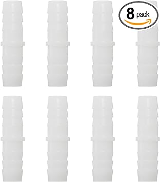 uxcell 8Pcs Plastic Hose Barb Fitting, 9/16" x 9/16" Barb Pipe Connectors Hose Fitting Adapter Splicer Mender Adapter Union for Fuel Gas Liquid Air Hose Repair