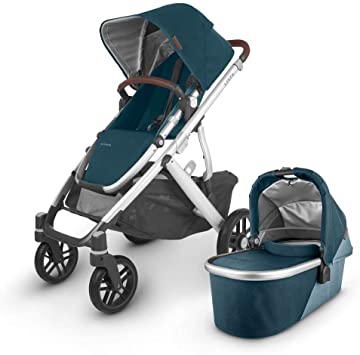 UPPAbaby Vista V2 Stroller - Finn (Deep Sea) with Silver Frame