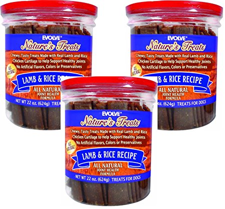 Evolve Nature's Menu Lamb and Rice Jerky - 22oz Jars (3 Pack)