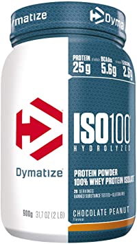 Dymatize ISO 100 Chocolate Peanut 900g - Whey Protein Hydrolysat   Isolat Powder