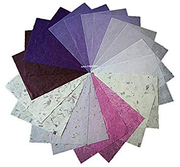 NAVA CHIANGMAI Thin Standard Color of Mulberry Paper Sheets Paper Decorative DIY Craft Scrapbook Wedding Decorative Mulberry Paper Art Tissue Japan (Mixed Purple)