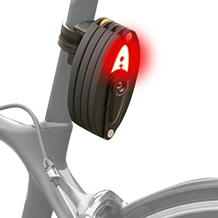 ADeroace bike lock-foldable bicycle Lock with taillight anti-theft USB charging anti-hydraulic lock electric motorcycle Mountain bike folding cycle lock Unfolds to 35"/90cm