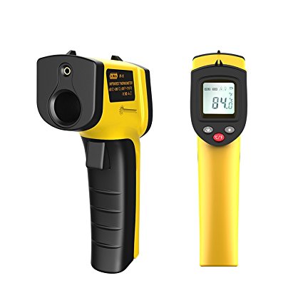 Dr.meter IR-10 Non-Contact Digital Laser Infrared Thermometer -58℉-716℉(50℃-380℃), Yellow and Black