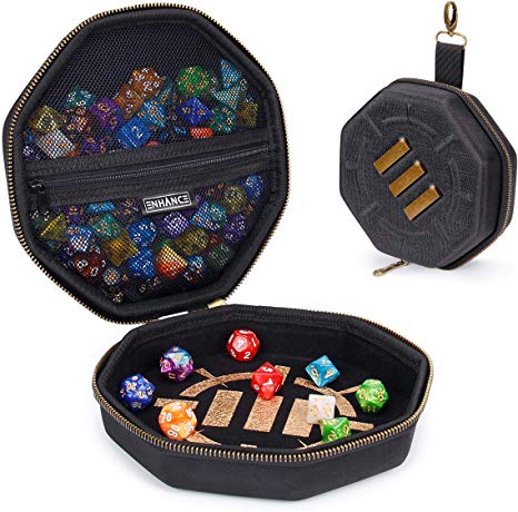 ENHANCE Tabletop Gaming Dice Case and Dice Rolling Tray - Dice Tray and Storage Container for up to 150 RPG Dice - Rugged Protective Design with Soft Interior - DND Dice Case Perfect for Game Night