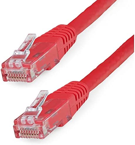 StarTech.com 5ft CAT6 Ethernet Cable - Red CAT 6 Gigabit Ethernet Wire -650MHz 100W PoE   RJ45 UTP Molded Category 6 Network/Patch Cord w/Strain Relief/Fluke Tested UL/TIA Certified (C6PATCH5RD)