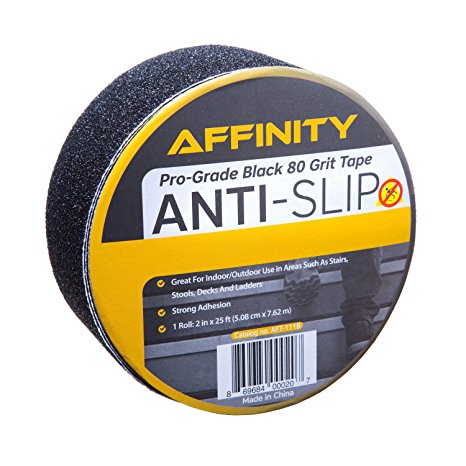 Anti-Slip Tape - Black 80 Grit Slip Resistant Safety Tread, 2 inch x 300 inch (25ft Roll)