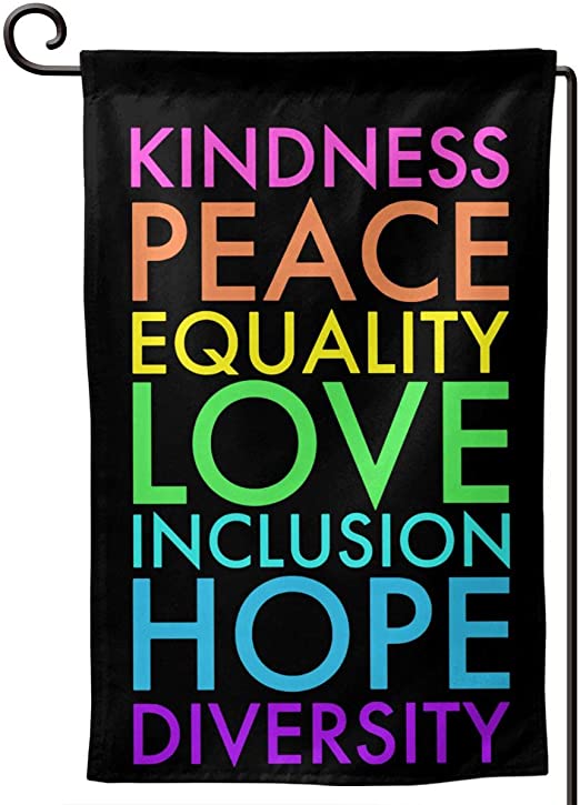 AIJEESI Kindness Peace Equality Love Inclusion Hope Diversity Garden Flag Double Sided Spring Summer Yard Outdoor Decorative 12.5 x 18 Inch