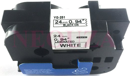 NEOUZA Black on White Laminated Label Tape Compatible for Brother TZ TZe 251 TZ-251 TZe-251 24mm P-Touch 8m
