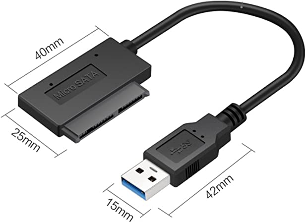 Riipoo 20cm USB 3.0 to Micro SATA 7 9 16 Pin Adapter Cable for 1.8 Inch Hard Disk Drive and SSD, Support SATA II and SATA III, Support 2TB HDD