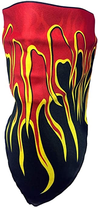 Flames Adjustable Close Thin Summer Polyester Bandanna Mask Face Cover Reversible Dust, Bug Mask, Sun and Exhaust Protection, Motorcycle ATV Rider Hand Made By My Skull Store
