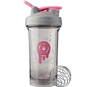 BlenderBottle C04202 Pro Series Foodie Shaker Bottle, 24oz, Donut Ever Give Up