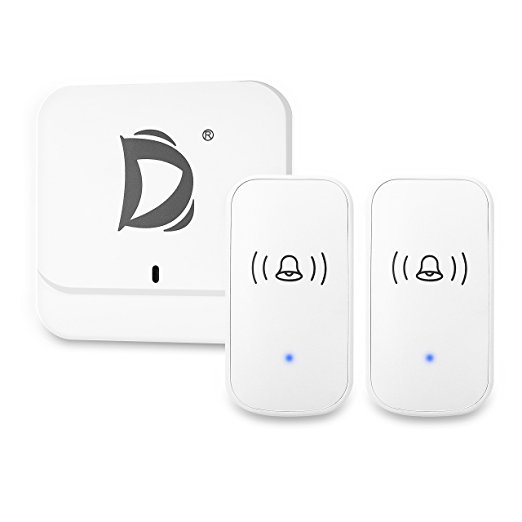 Labvon Wireless Doorbell,2 Push Button Transmitter and 1 plug-in Receivers,Wall Plug-in Cordless Door Chime