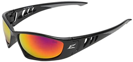 Edge Eyewear SBAP119 Baretti Safety Glasses, Black with Aqua Precision Red Mirror Lens