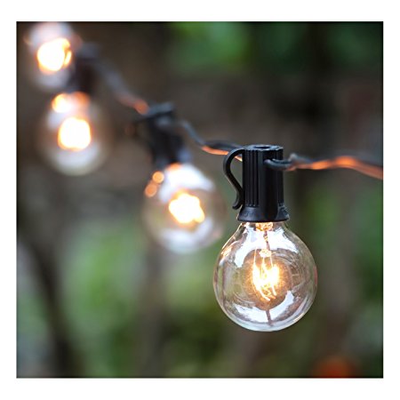 50Ft G40 Globe String Lights with Bulbs-UL Listd for Indoor/Outdoor Commercial Decor (Black Wire)
