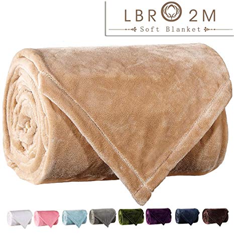 LBRO2M Fleece Bed Blanket Super Soft Warm Fuzzy Velvet Plush Throw Lightweight Cozy Couch Blankets Twin(90-Inch-by-65-Inch) Cream