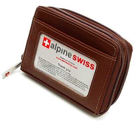 Alpine Swiss Womens Acordion Organizer Wallet Leather Credit Card Case Coin ID