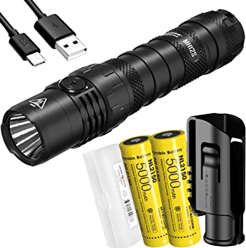 Nitecore MH12S 1800 Lumen USB-C Rechargeable Tactical Flashlight with Two 5000mAh Battery and LumenTac Battery Case