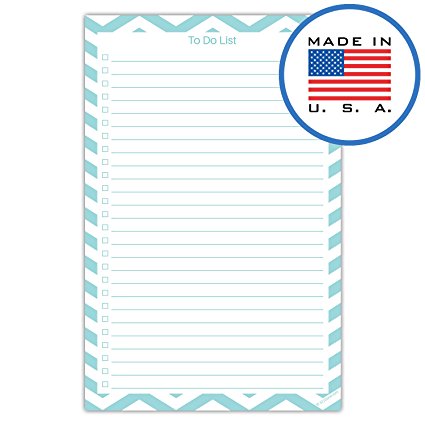 321Done To Do List Planning Pad, Made in the USA, 50 Sheets (5.5 x 8.5 Inches), Planner ToDo Checklist Organizing Notepad, Chevron Teal