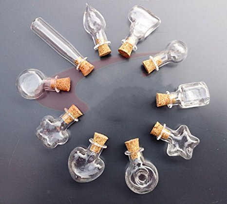 10 Stlye Clear Glass Bottles with Corks Miniature Glass Bottle with Cork Empty Sample Jars Small